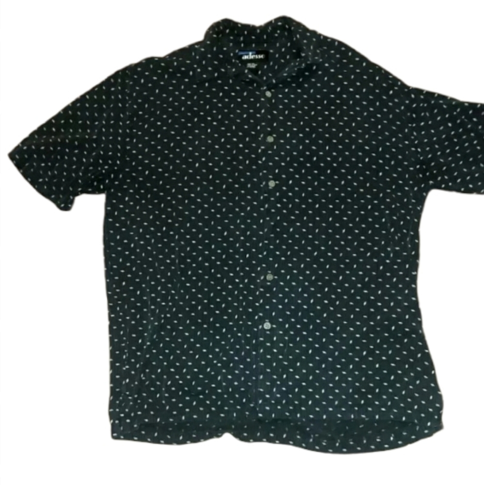 Adesso Men's Shirt xlt Button Front 100% Silk short sleeve top Collared